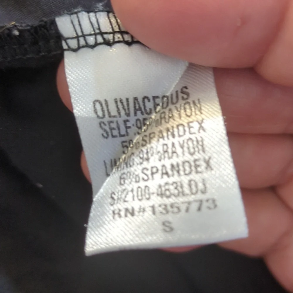 Olivaceous Black Button-Front Dress Size s 95%Rayon